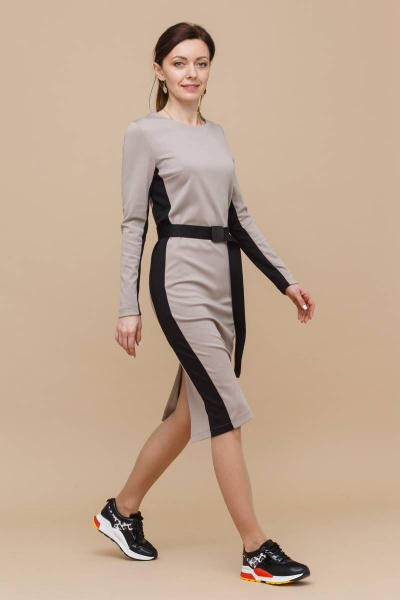 Модное миди платье из трикотажа с лампасами Domna 5521 - фото 3