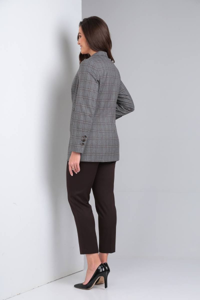 Клетчатый брючный костюм с зауженными брюками и жакетом LS 106 - фото 5