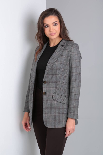 Клетчатый брючный костюм с зауженными брюками и жакетом LS 106 - фото 3