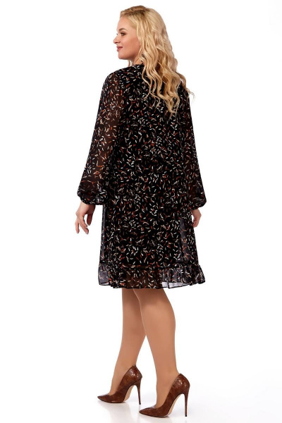 Платье А-силуэта из полупрозрачного шифона с сборкой LaKona 11544 черный - фото 3