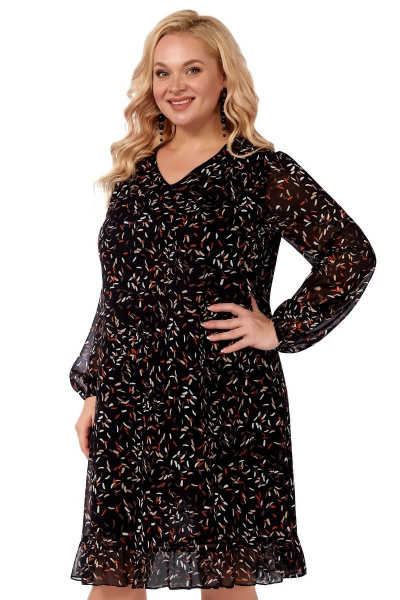 Платье А-силуэта из полупрозрачного шифона с сборкой LaKona 11544 черный - фото 2