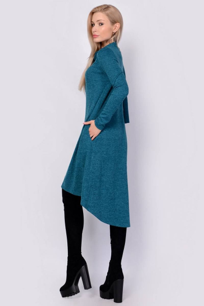 Бирюзовое платье с асимметричным низом из трикотажа Patriciа C14514 морская волна - фото 2