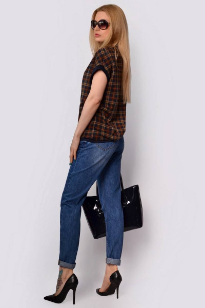 Жилет из вискозы и трикотажа с ярким мультиколором для демисезона Patriciа C15095 темно-синий,бежевый - фото 2