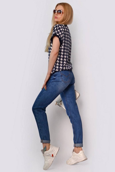 Модный жилет из вискозы и трикотажа, мультиколор для casual Patriciа C15095 темно-синий,шампань - фото 2