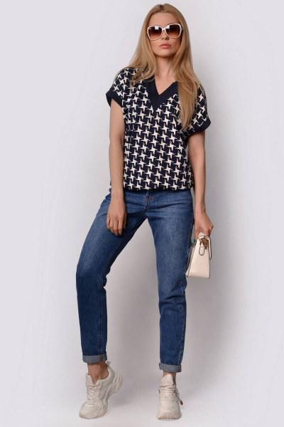 Модный жилет из вискозы и трикотажа, мультиколор для casual Patriciа C15095 темно-синий,шампань - фото 1