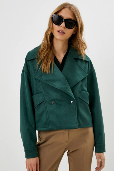 Жакет свободный из вискозы и замши демисезонный зеленый Patriciа NY15176 зеленый - фото 1