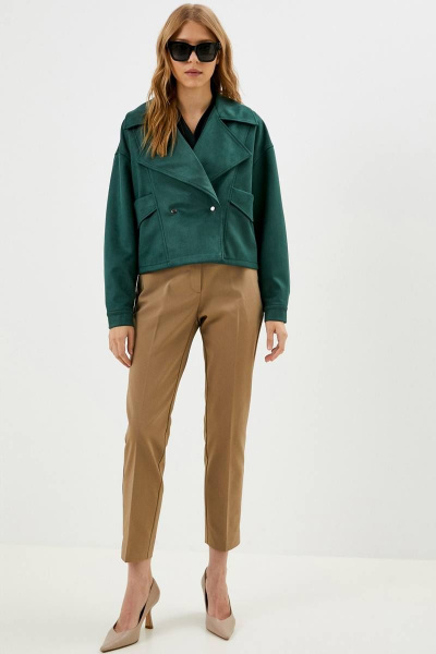 Жакет свободный из вискозы и замши демисезонный зеленый Patriciа NY15176 зеленый - фото 2