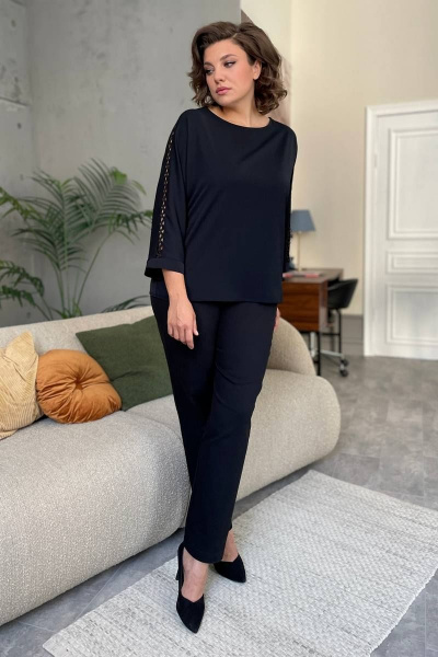 Джинсовые брючки со зауженным низом и накладными карманами Rumoda 2071 черный - фото 4