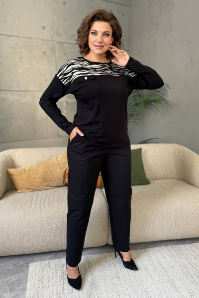 Джинсовые брючки со зауженным низом и накладными карманами Rumoda 2071 черный - фото 2