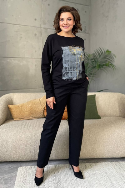 Джинсовые брючки со зауженным низом и накладными карманами Rumoda 2071 черный - фото 1