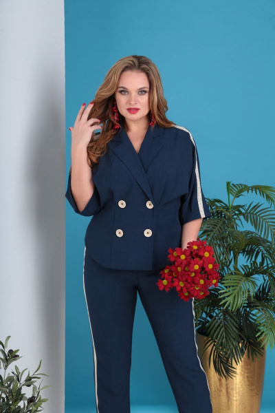 Брюки, жакет Grace for you 213 темно-синий - фото 2