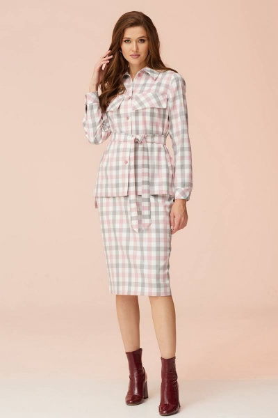 Рубашка прямого кроя с декоративными клапанами и юбка на подкладе Faufilure C1398 - фото 1