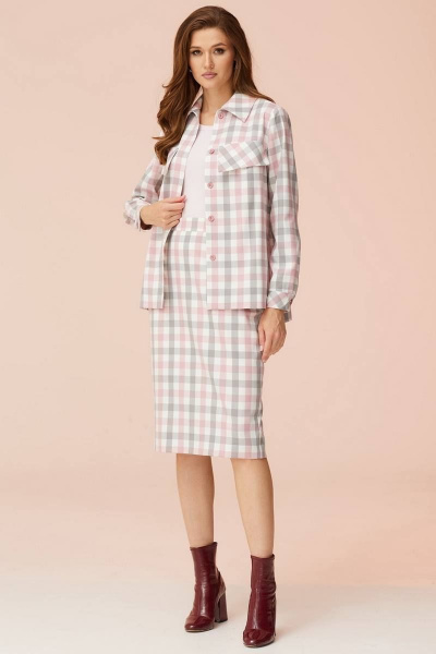 Рубашка прямого кроя с декоративными клапанами и юбка на подкладе Faufilure C1398 - фото 2