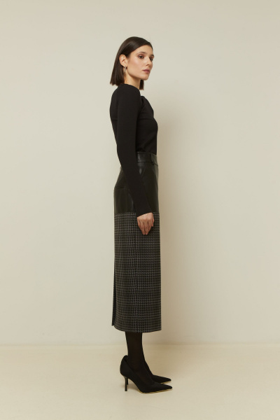 Демисезонная юбка классического кроя из ткани Elema 4К-12976-1-170 клетка - фото 2