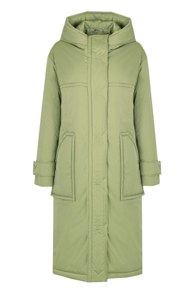 Зеленое пальто из плащёвой ткани с капюшоном и классическим силуэтом Elema 5-13036-1-170 полынь - фото 1