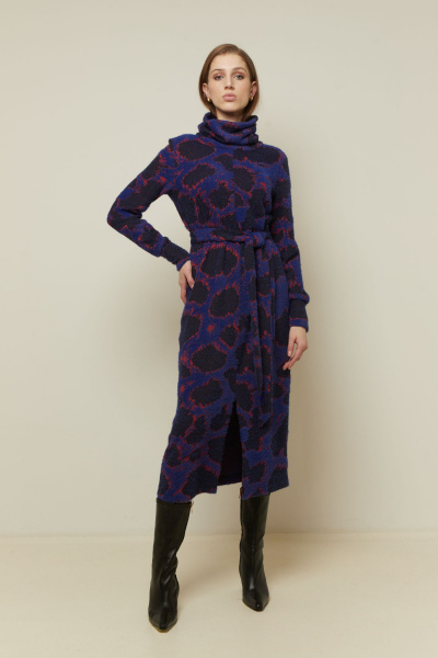 Платье мультиколор в стиле casual из текстиля Elema 5К-13132-1-164 принт_синий - фото 1