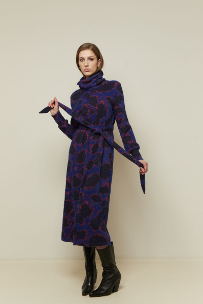 Платье мультиколор в стиле casual из текстиля Elema 5К-13132-1-164 принт_синий - фото 2