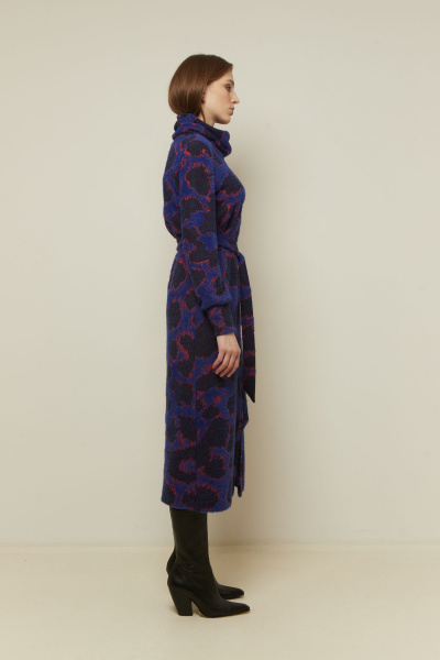 Платье мультиколор в стиле casual из текстиля Elema 5К-13132-1-164 принт_синий - фото 3