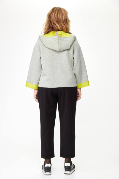 Укороченный трикотажный жакет с капюшоном и карманами Michel chic 776 серый - фото 7