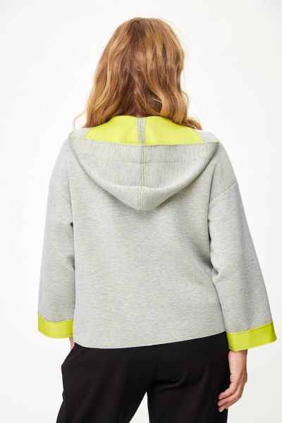 Укороченный трикотажный жакет с капюшоном и карманами Michel chic 776 серый - фото 6