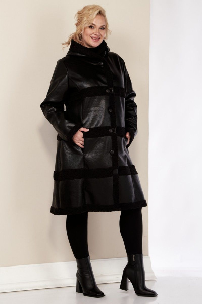 Дубленка из экокожи с капюшоном для демисезонной комфортной одежды Celentano 2041.2 черный - фото 10