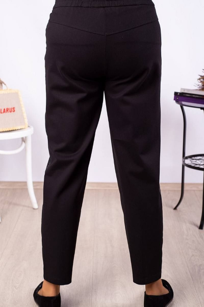 Брюки прямые с эко-кожей и трикотажем для повседневного стиля Camelia 2257 1 - фото 2