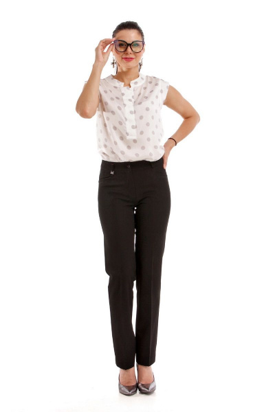 Классические женские брюки с стрелками и высоким поясом IUKONA Б454 черный - фото 1