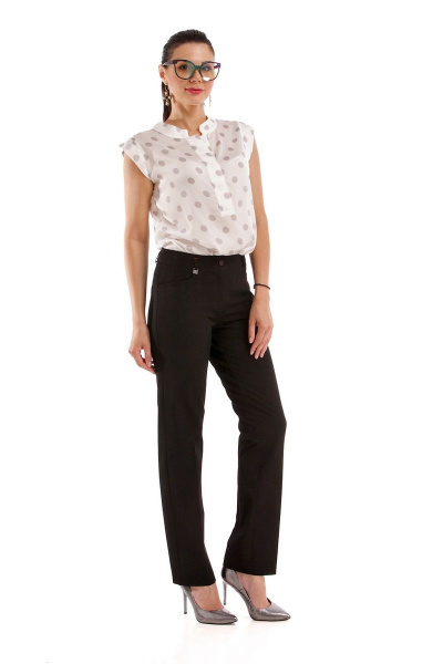 Классические женские брюки с стрелками и высоким поясом IUKONA Б454 черный - фото 2