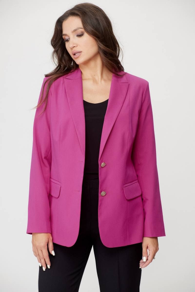 Длинный женский жакет удлиненного фасона на пуговицах БелЭльСтиль 205_80_22 барби - фото 5