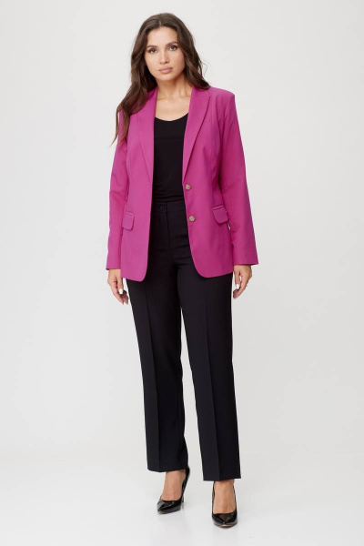 Длинный женский жакет удлиненного фасона на пуговицах БелЭльСтиль 205_80_22 барби - фото 2