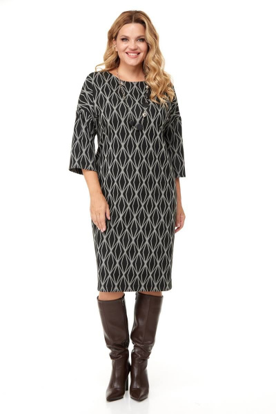 Классическое женское платье из трикотажа за колено Anastasia 1015 черный - фото 9