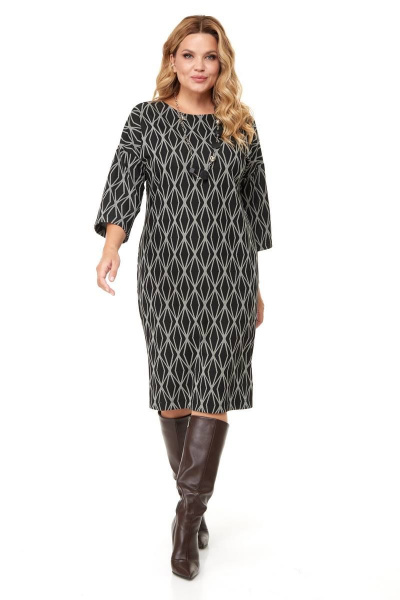 Классическое женское платье из трикотажа за колено Anastasia 1015 черный - фото 6