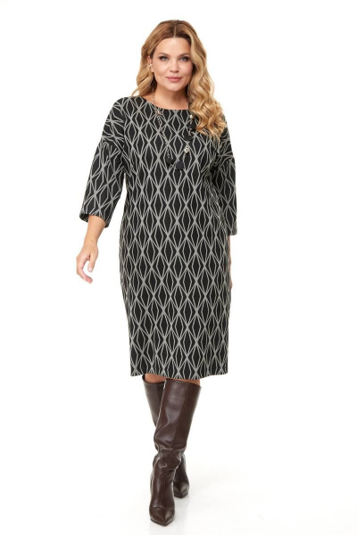 Классическое женское платье из трикотажа за колено Anastasia 1015 черный - фото 1