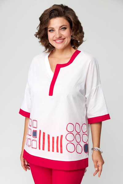 Легкий женский летний комплект блуза и юбка с печатью Solomeya Lux 931 красный - фото 7