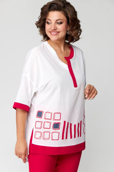 Легкий женский летний комплект блуза и юбка с печатью Solomeya Lux 931 красный - фото 6