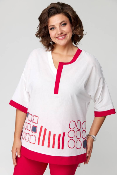 Легкий женский летний комплект блуза и юбка с печатью Solomeya Lux 931 красный - фото 5