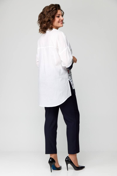 Базовый женский летний комплект блуза и брюки с печатью Solomeya Lux 931 синий - фото 9