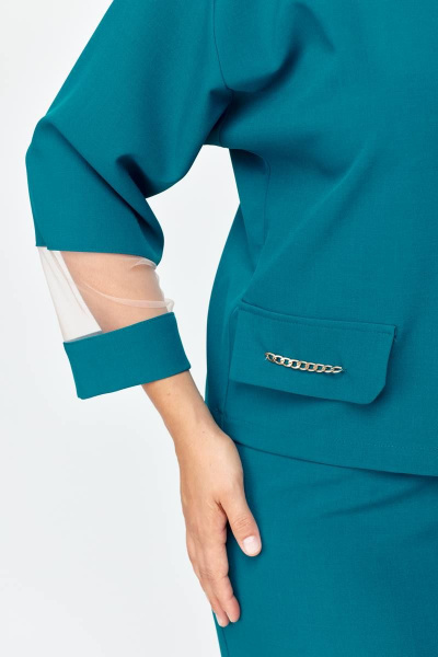 Элегантный костюм блуза и юбка с отделочной цепочкой Solomeya Lux 949 бутылка - фото 4