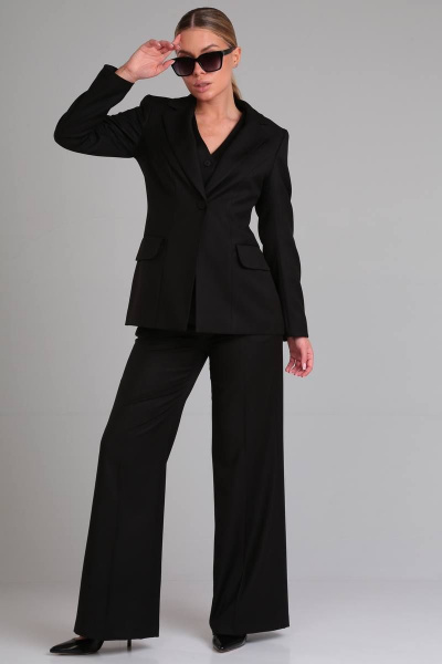 Комплект из жакета, жилета и брюк из текстиля для деловых луков Your size 2203 - фото 4