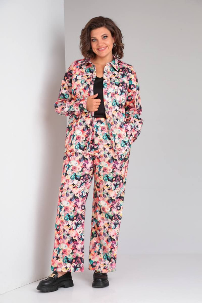 Брюки и жакет демисезонные свободные из натуральной ткани Takka Plus 22-155/2 - фото 3