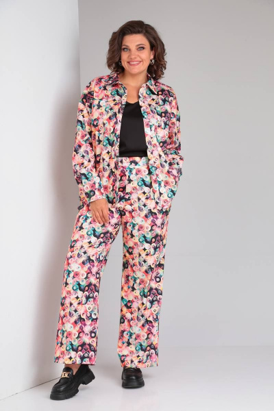 Брюки и жакет демисезонные свободные из натуральной ткани Takka Plus 22-155/2 - фото 2