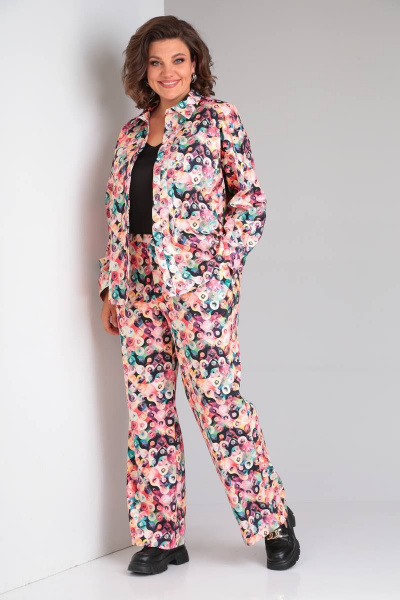 Брюки и жакет демисезонные свободные из натуральной ткани Takka Plus 22-155/2 - фото 1