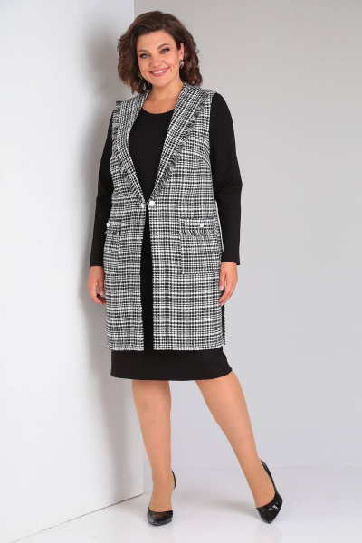 Платье и жилет костюм на каждый день трикотажный стиль Takka Plus 21-134/1 - фото 2
