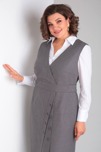 Сарафан полуприлегающий с имитацией запаха демисезонный Takka Plus 23-193 - фото 3