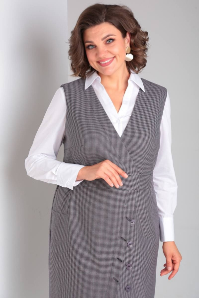 Сарафан полуприлегающий с имитацией запаха демисезонный Takka Plus 23-193 - фото 2