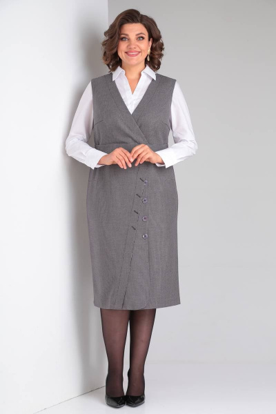 Сарафан полуприлегающий с имитацией запаха демисезонный Takka Plus 23-193 - фото 1