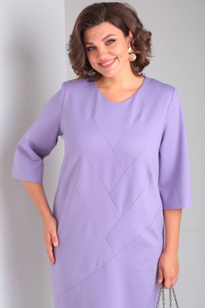 Платье фиолетовое трикотажное прямое на каждый день Takka Plus 23-194 - фото 4