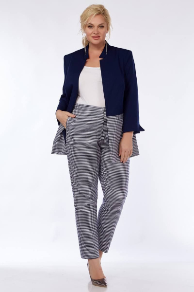 Двухпредметный костюм жакет и брюки деловой стиль Belinga 2281 синий - фото 6