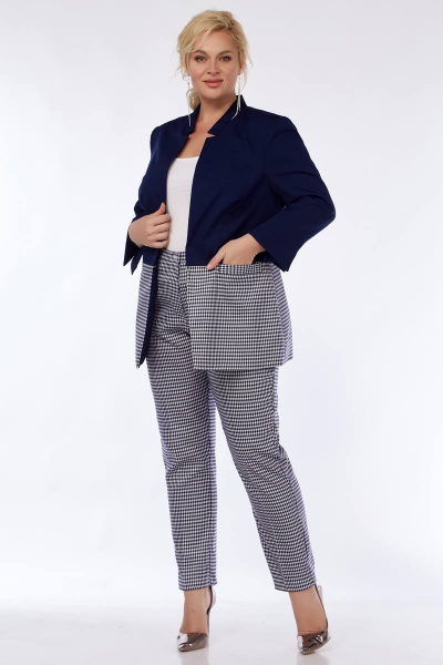 Двухпредметный костюм жакет и брюки деловой стиль Belinga 2281 синий - фото 4