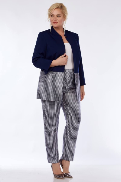 Двухпредметный костюм жакет и брюки деловой стиль Belinga 2281 синий - фото 1